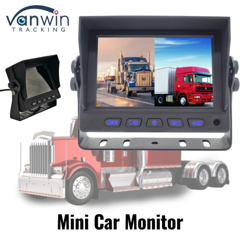 Yüksek çözünürlüklü mini araba monitörü 5 "taksi otobüs kamyonu için arabadaki tek başına duran ekran
