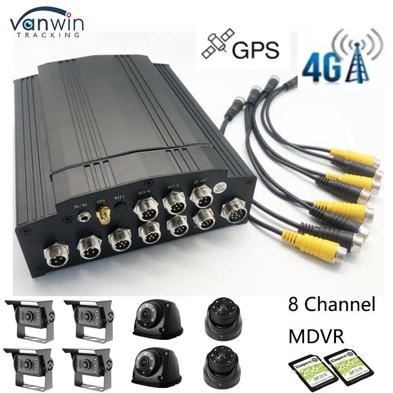 Full HD 1080P 8CH Mobil DVR SD Kart 4G GPS H.265 CMSV6 Otobüs Kamyon DVR Güvenlik Sistemi