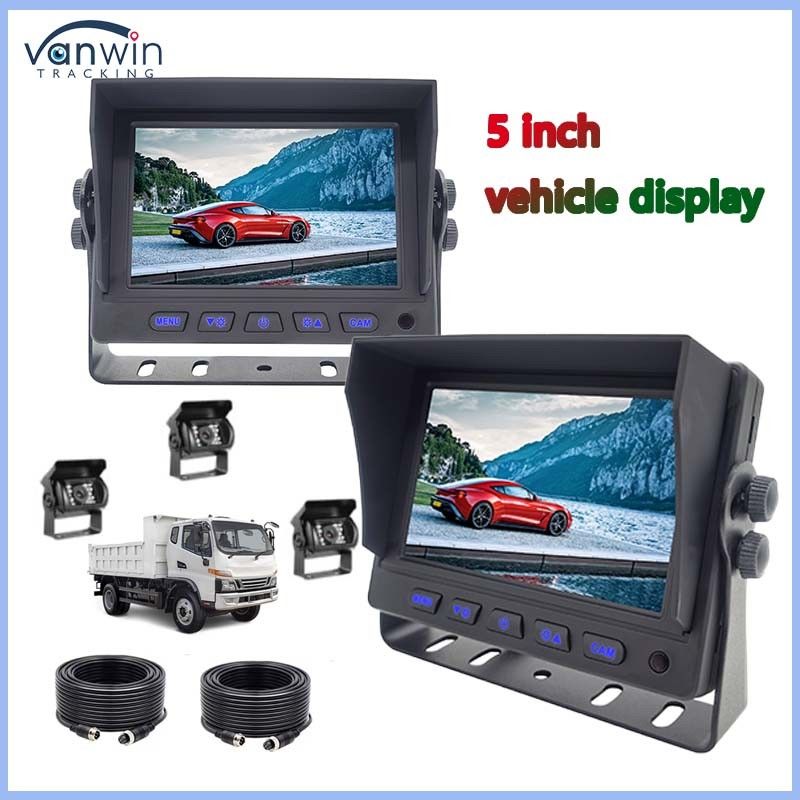 5 inç LCD Ekran TFT Araç Monitörü Metal Bağlantı + 4PIN CCD Renkli Arka Görünüm Geriye Bakış Kamerası 12-24v Karavan Van Rv için