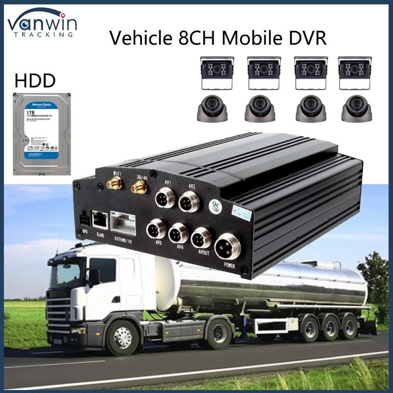 8CH Araba 1080P H. 265 HDD Mobil DVR Kamyon MDVR Uzaktan İzleme Aracı MDVR
