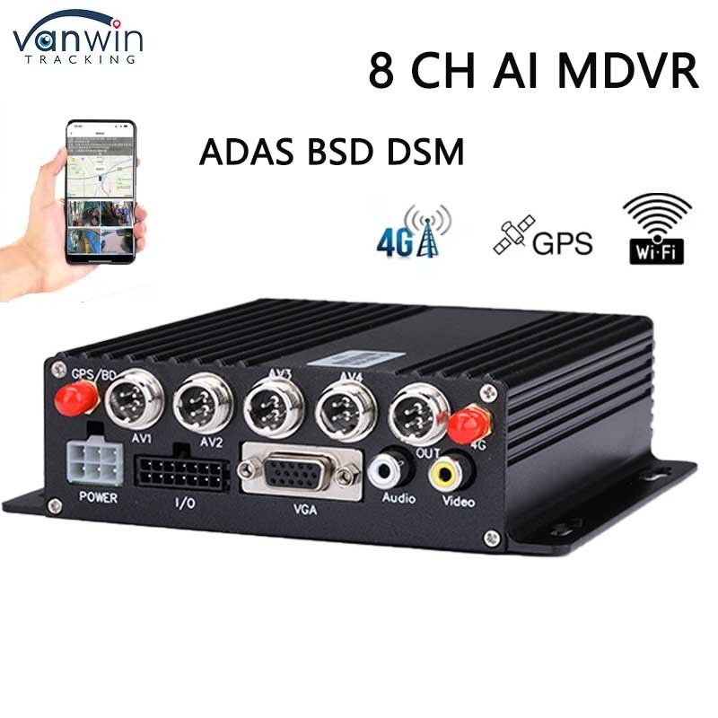 8CH SD DVR 4G GPS ADAS DMS AI MDVR 1080P H.265 Mobil DVR Dashcam Kaydedici GPS Mobil