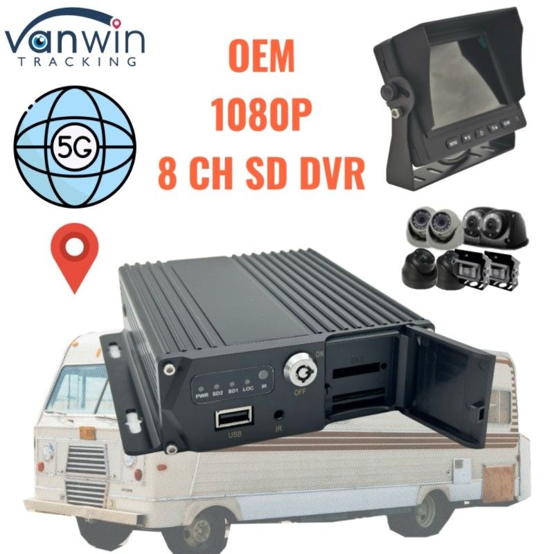 8 Kanal SD Kart MDVR 5G GPS Araç Takibi Kamyon Otobüs Kamyonet Desteği için 1080P Video Kaydedici OEM Servisi