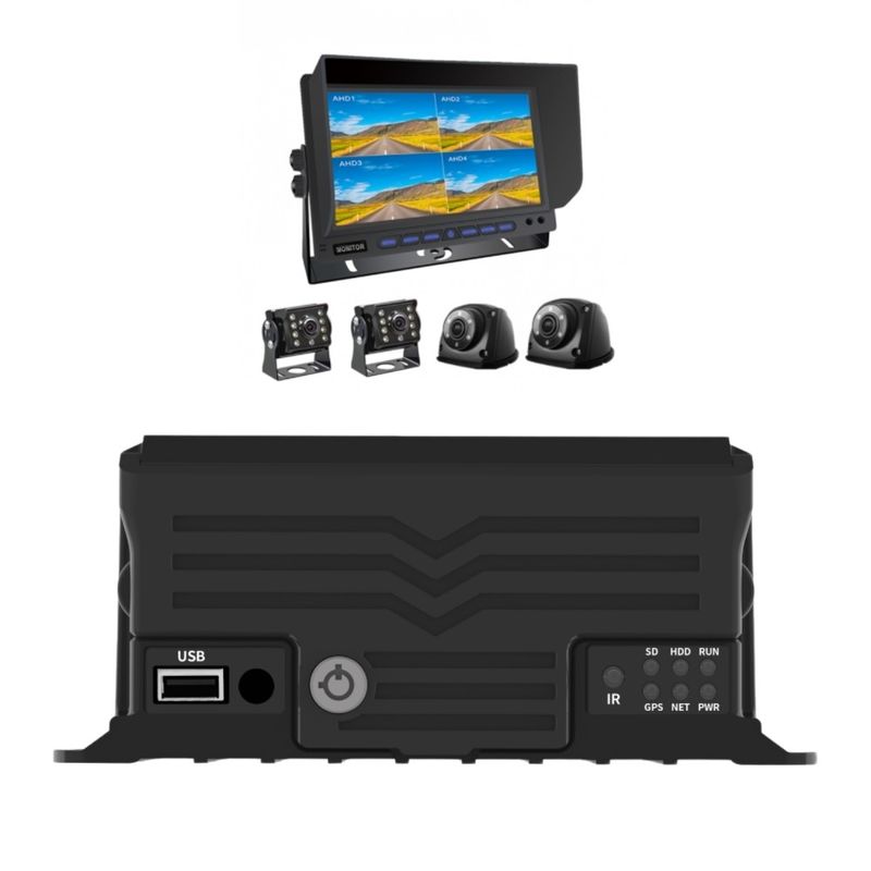 4 Kanal AI MDVR GPS Araç İzleyici Kör Nokta Algılama Araç Montajlı Sabit Disk Kaydedici