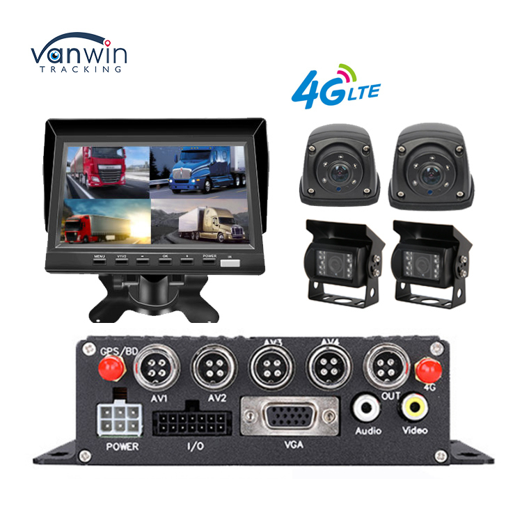4 KANAL MDVR 1080P GPS'li Video Kaydedici 4G Uzaktan Gerçek Zamanlı İzleme Otobüs Kamyon Van Filo Yönetimi İçin