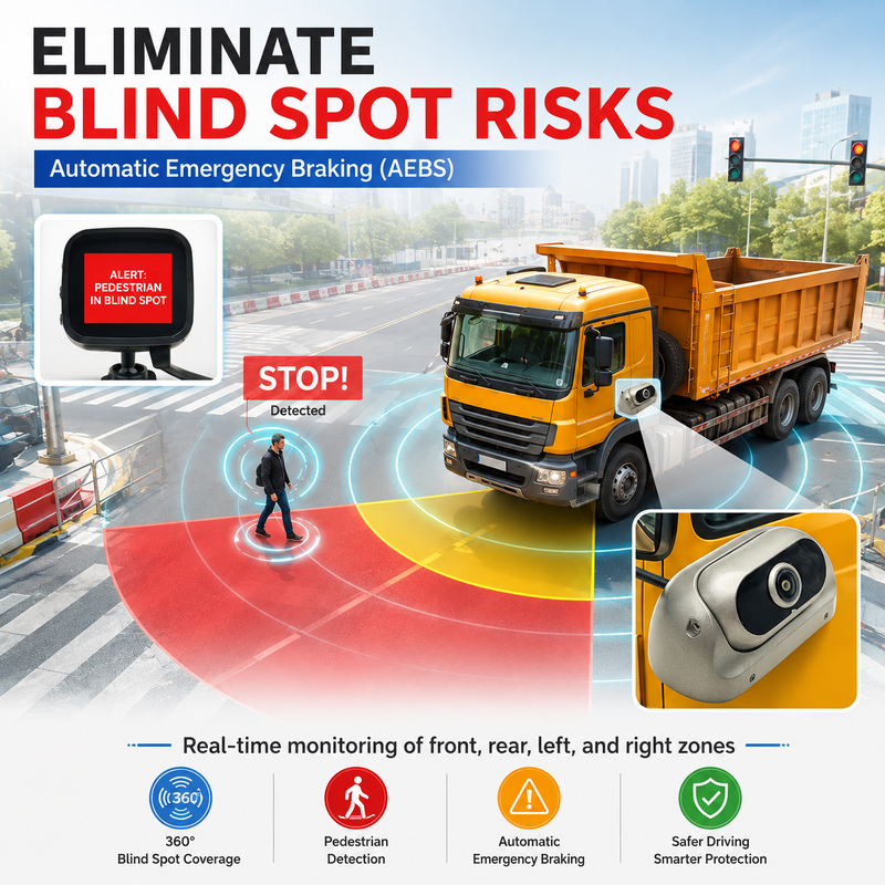 4G Araç CCTV DVR Dahili AEBS Otomatik Acil Fren Sistemi ADAS+DSM+BSD Aktif Güvenlik Kamyonlar ve Otobüsler İçin